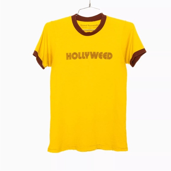 SOLD - Stoned Immaculate Hollyweed Goldenrod Yellow Brown Ringer Tee - Small - Picture 3 of 12